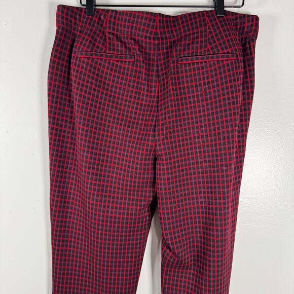 J.Jill Women's Plaid Red Stretch High Rise Viscose Ponte Slim Leg Pant Size L - Picture 5 of 10